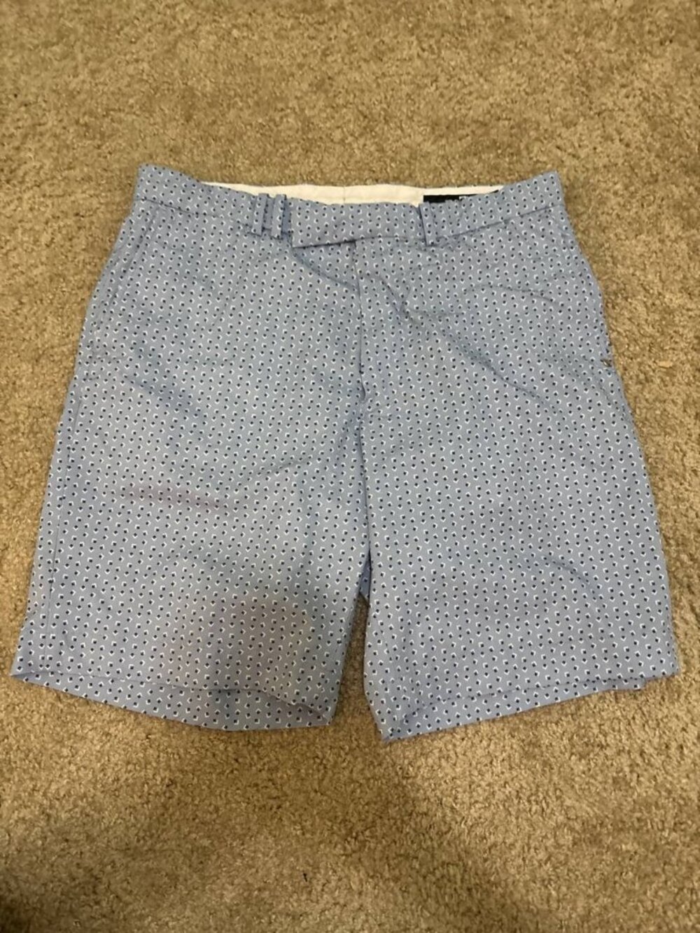RLX Ralph Lauren Golf Performance Shorts 34 Light Blue Geometric Stretch